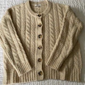 Madewell Cable Pointelle Cardigan, Cream, Size XS